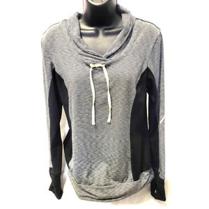 Kiwi Kate Black & White Striped Cowl Neck Athletic Pullover Women's Medium